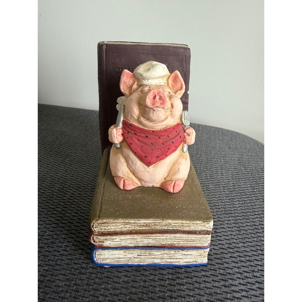 The Stone Bunny Inc Telle M. Stein Pig Angel Chef Bookend